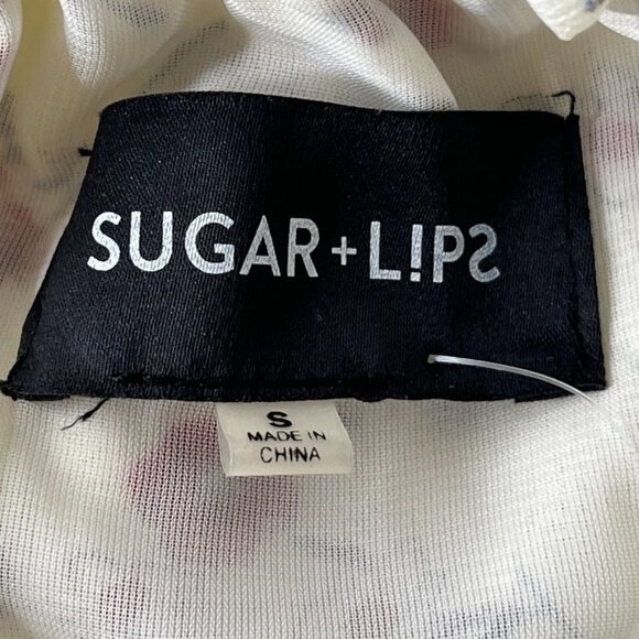 Sugar Lips BOHO Dress Size S Cream Multi Peasant Flowy Tie Sleeve Off Shoulder - Picture 9 of 12